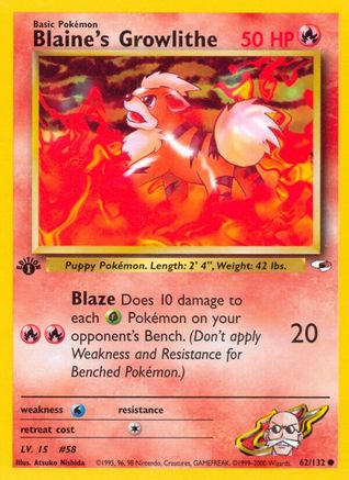 Blaine's Growlithe 062/132 - Gym Heroes 1st Edition