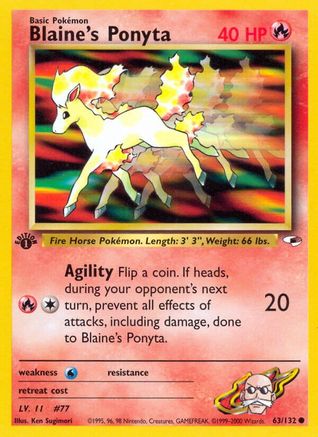 Blaine's Ponyta 063/132 - Gym Heroes 1st Edition Main image