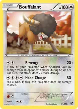 Bouffalant 091/114 - Black and White Reverse Holofoil Main image