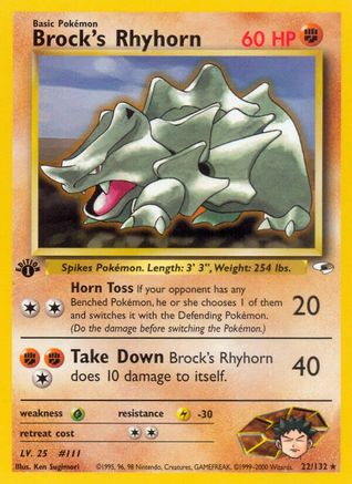 Brock's Rhyhorn 022/132 - Gym Heroes 1st Edition