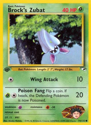 Brock's Zubat 074/132 - Gym Heroes 1st Edition Main image