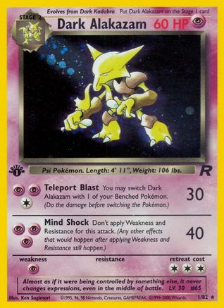 Dark Alakazam 001/82 - Team Rocket 1st Edition Holofoil