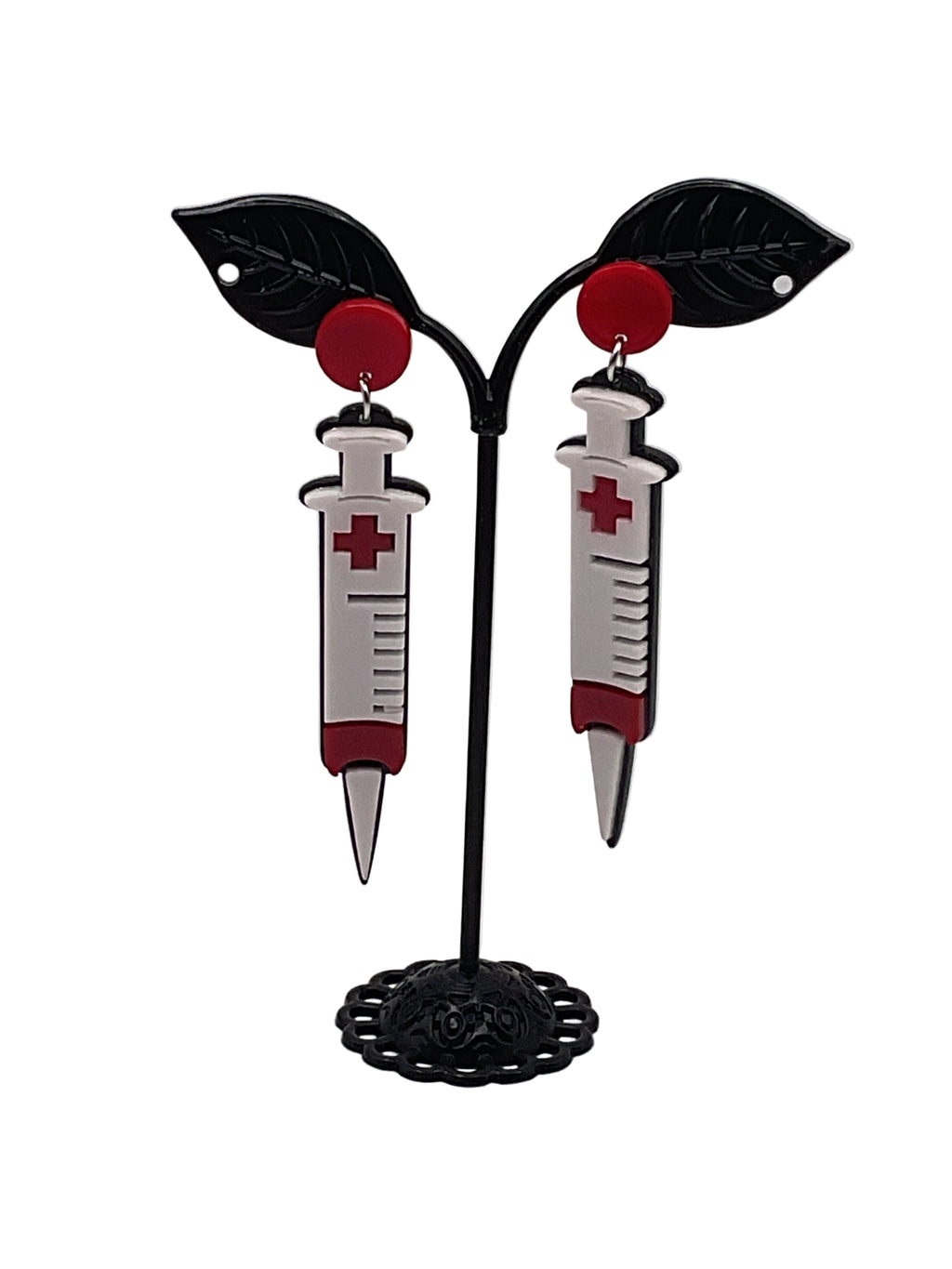 Syringe earrings