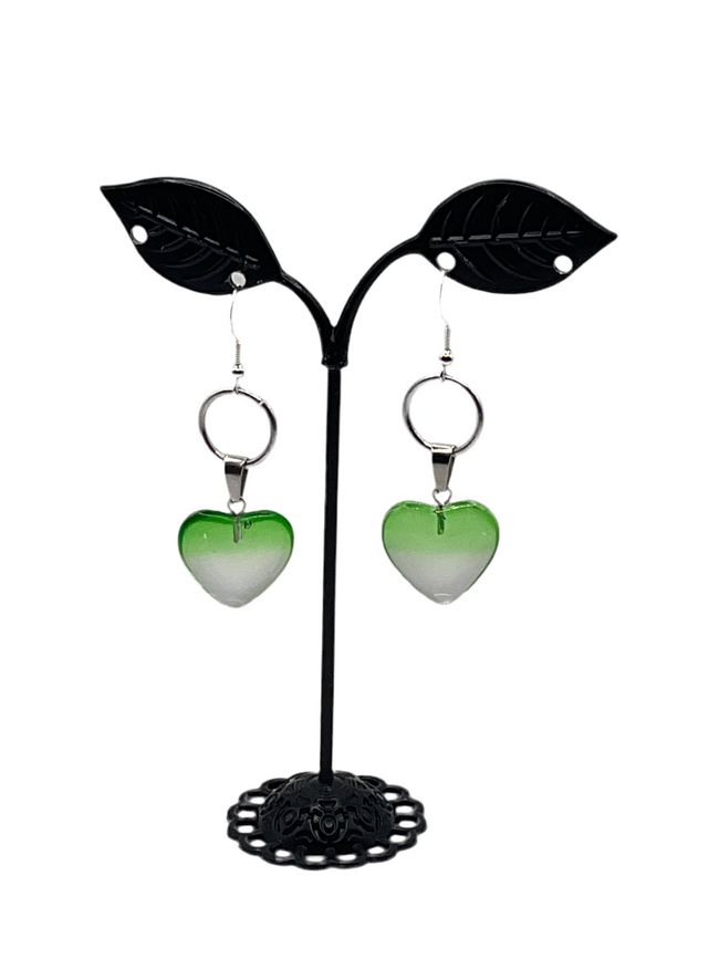 Green Heart Earrings Hover Image