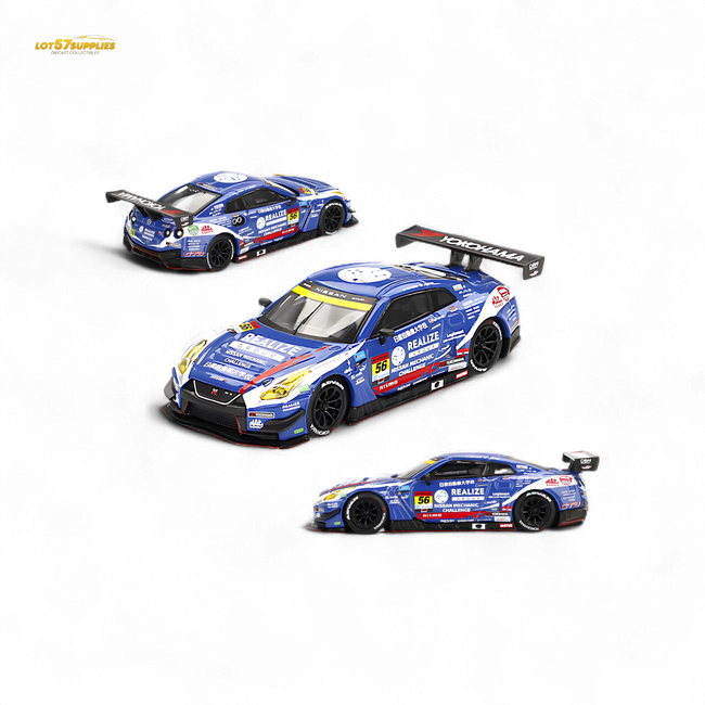 Mini-GT Nissan GT-R Nismo GT3 #56 "REALIZE MECHANIC CHALLENGE GT-R" 2023 SUPER GT SERIES #859 1:64 - Collectors World Toys Hover Image