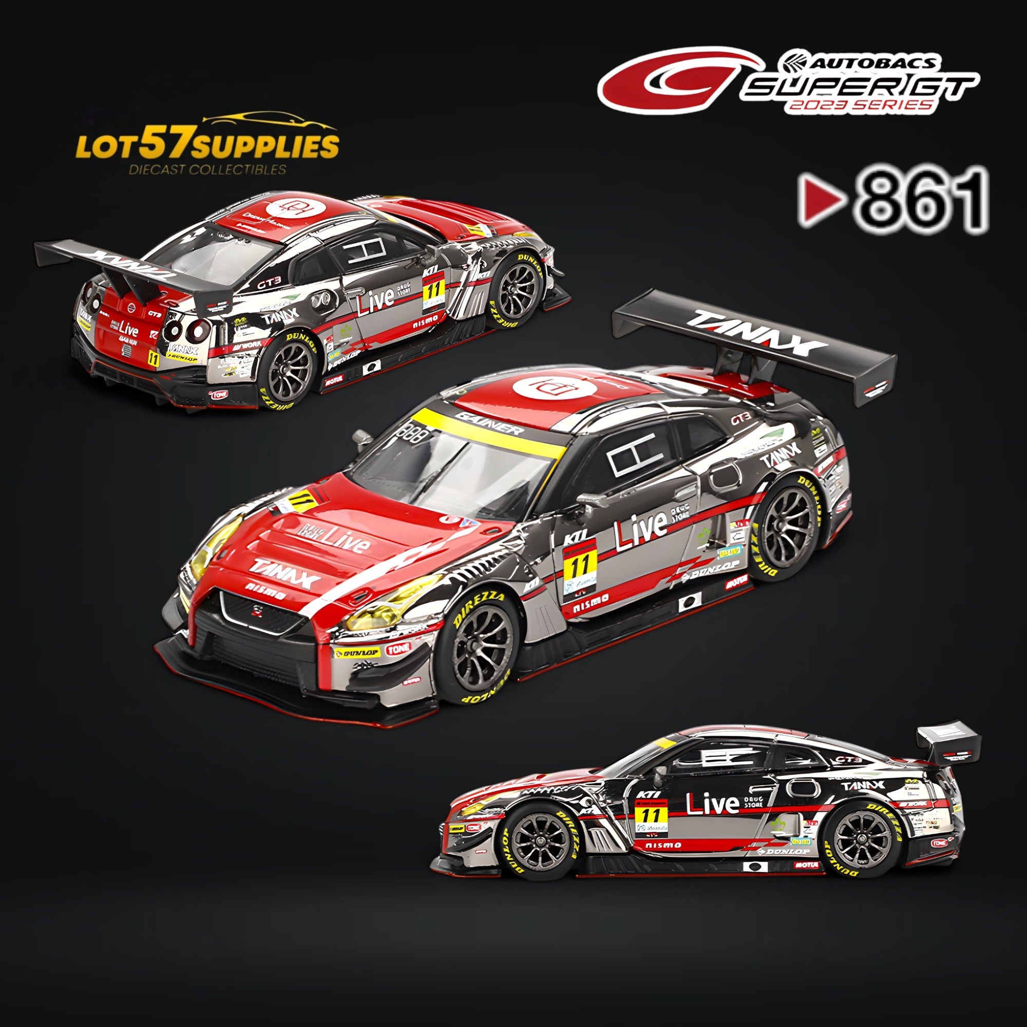 (Pre-Order) Mini-GT Nissan GT-R NISMO GT3 #11 "GAINER TANAX GT-R" GAINER 2023 SUPER GT SERIES #861 1:64 - Collectors World Toys Main image