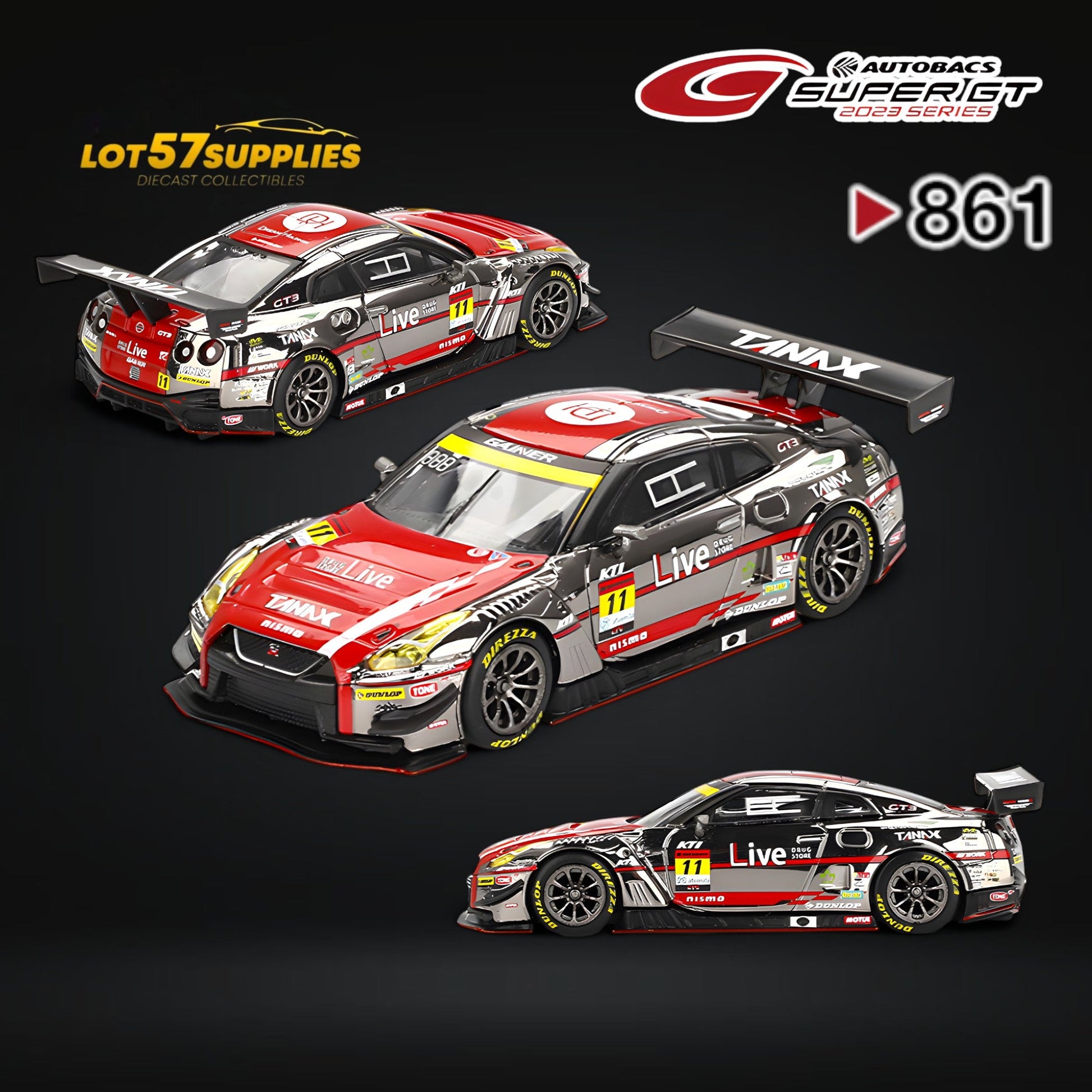 (Pre-Order) Mini-GT Nissan GT-R NISMO GT3 #11 "GAINER TANAX GT-R" GAINER 2023 SUPER GT SERIES #861 1:64 - Collectors World Toys