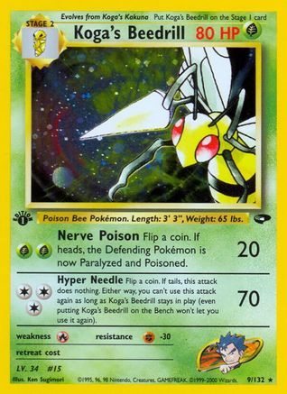 Koga's Beedrill 009/132 - Gym Challenge 1st Edition Holofoil