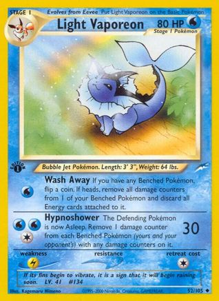 Light Vaporeon 052/105 - Neo Destiny 1st Edition