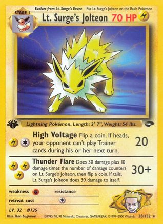 Lt. Surge's Jolteon 028/132 - Gym Challenge 1st Edition