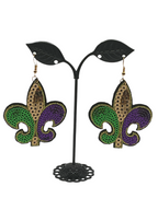 Sequin fleur-de-lis earrings