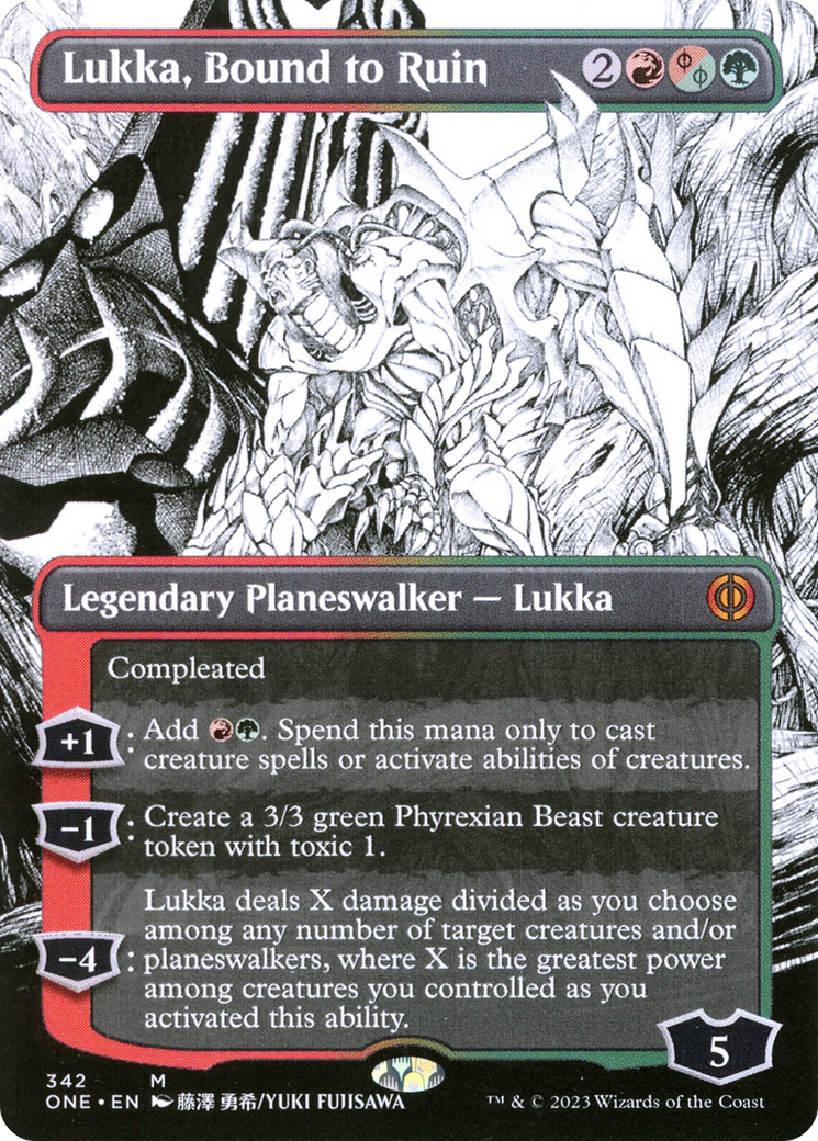 Lukka, Bound to Ruin (ONE-342) - Phyrexia: All Will Be One: (Showcase) (Borderless)