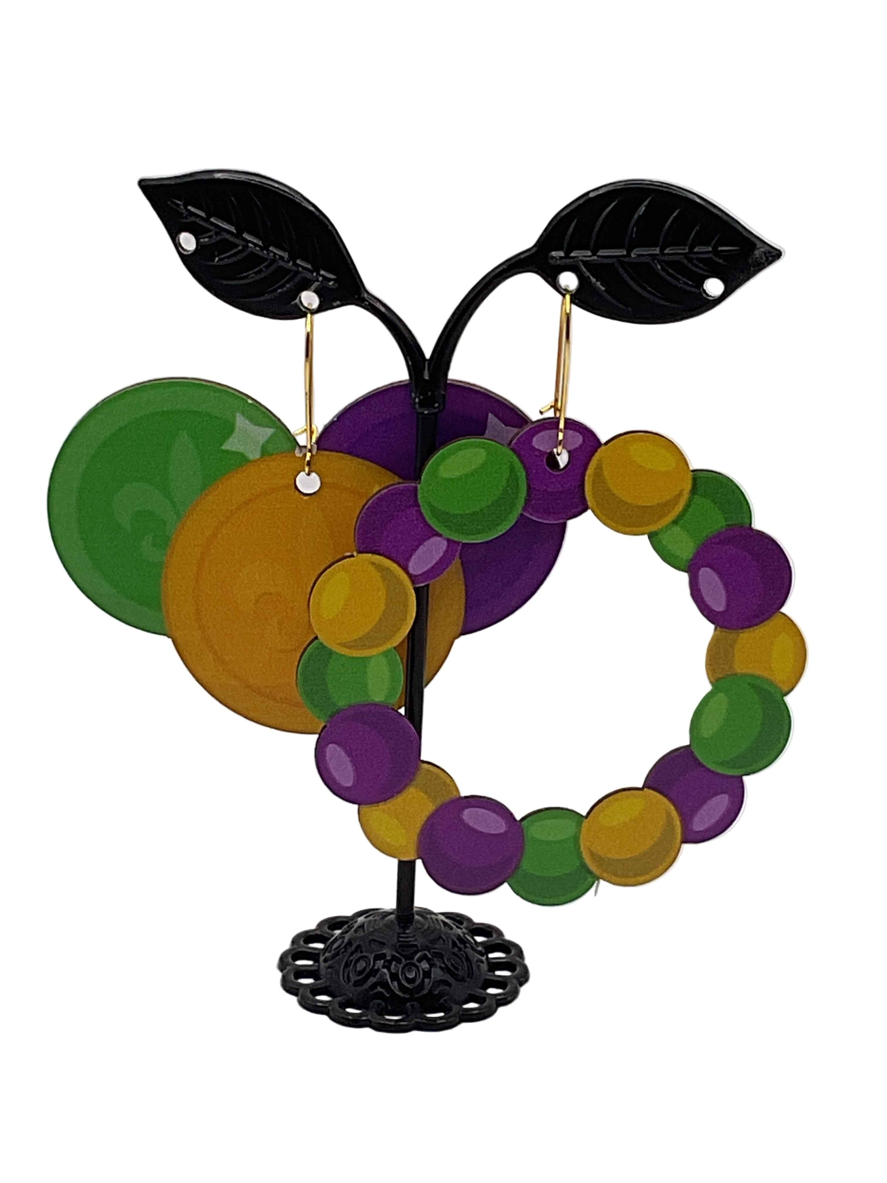 Mardi Gras Wooden Earrings