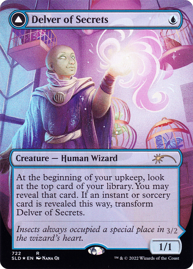 Delver of Secrets // Insectile Aberration (SLD-722) - Secret Lair Drop (Borderless) Foil