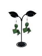Green alien earrings