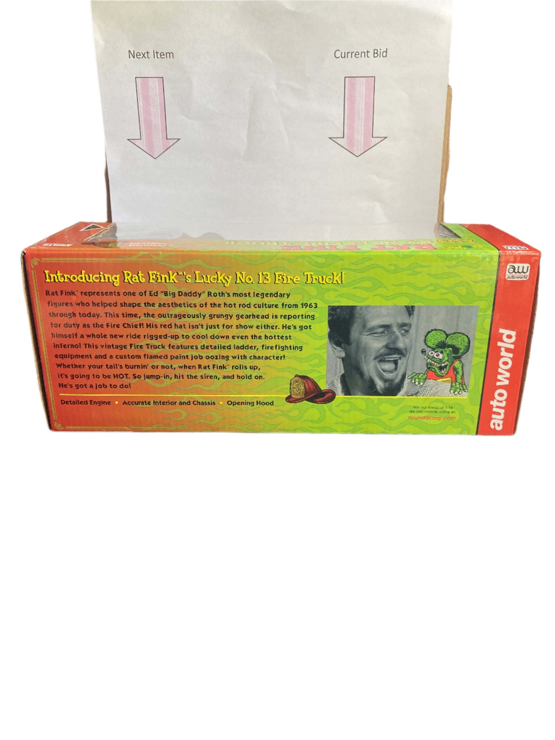 Auto World Ed Big Daddy Roth Rat Fink Lucky No. 13 Fire Truck Diecast