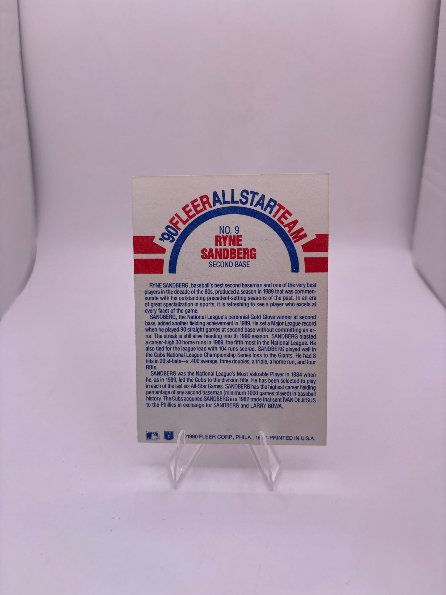 Fleer Ryne Sandberg Sports Card