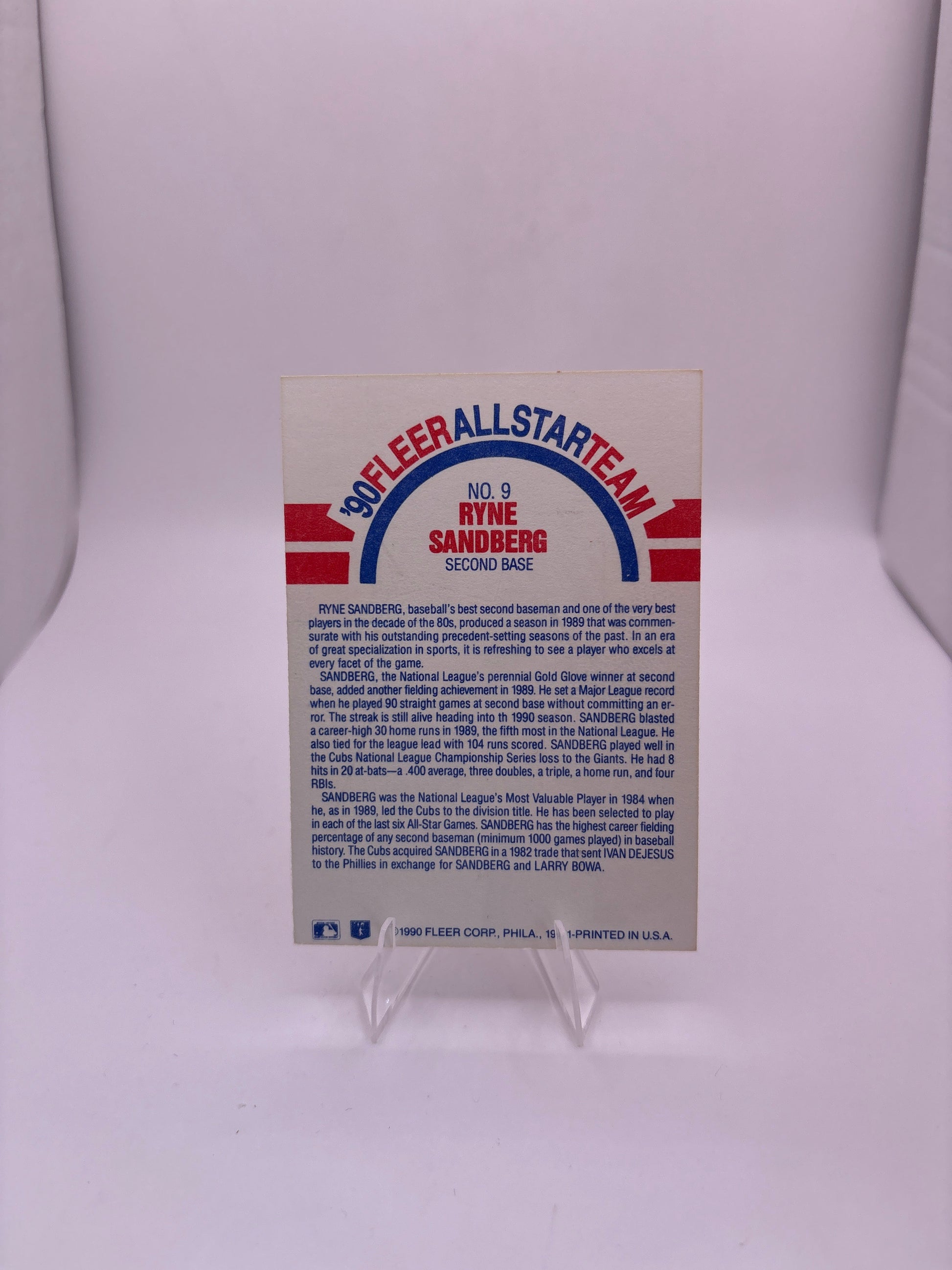 Fleer Ryne Sandberg Sports Card