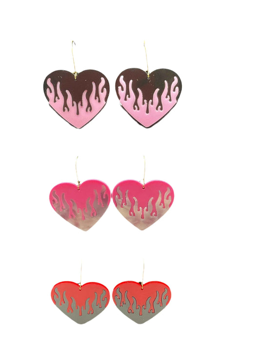 Flaming Heart Earrings