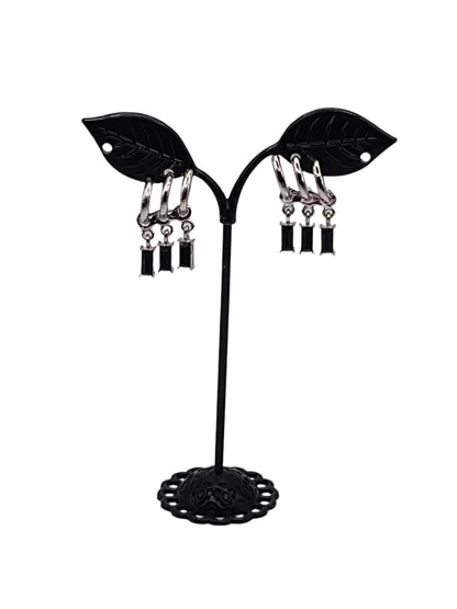 Black Dangling Gem Earrings