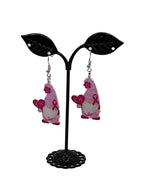 Breast cancer gnome earrings