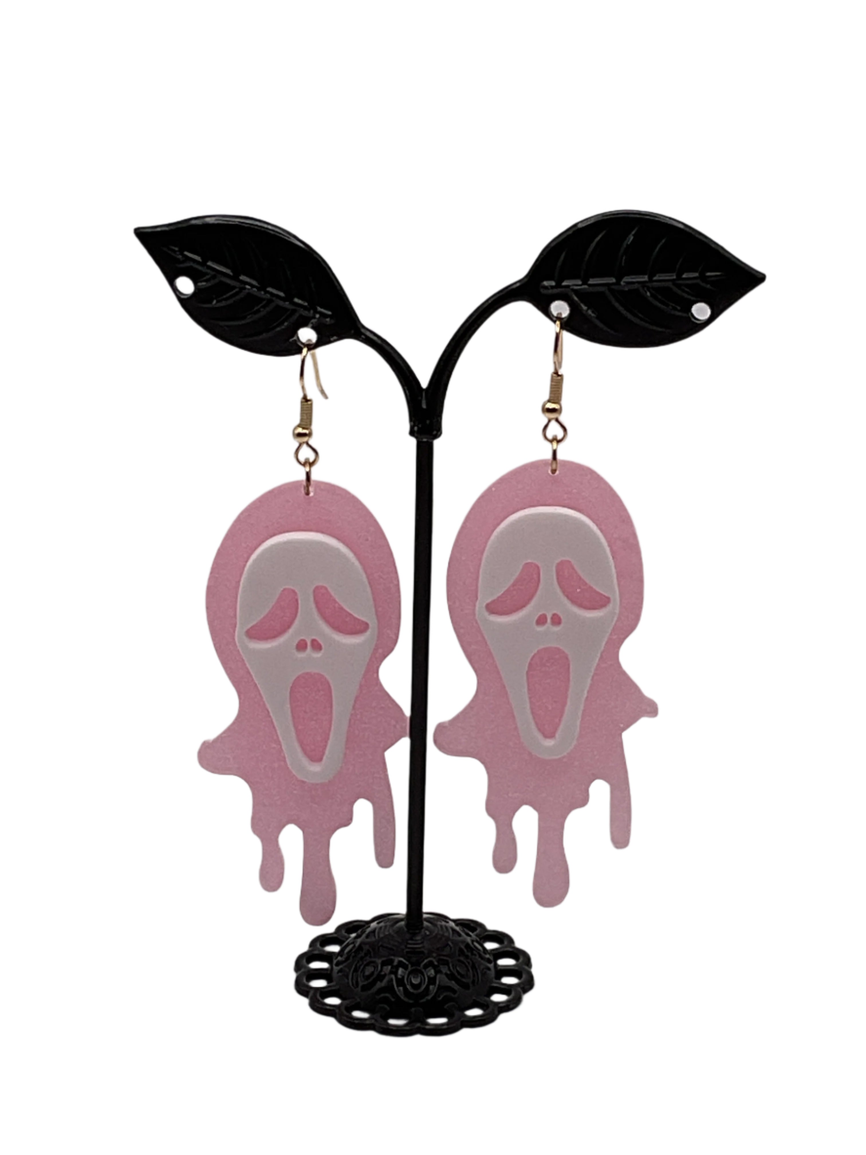 Pink scream earrings