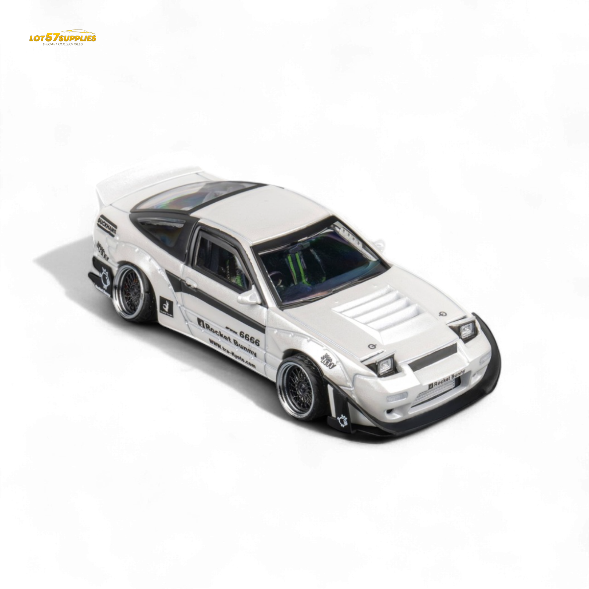MicroTurbo Custom 180SX - Pandem Rocket Bunny White 1:64 - Collectors World Toys