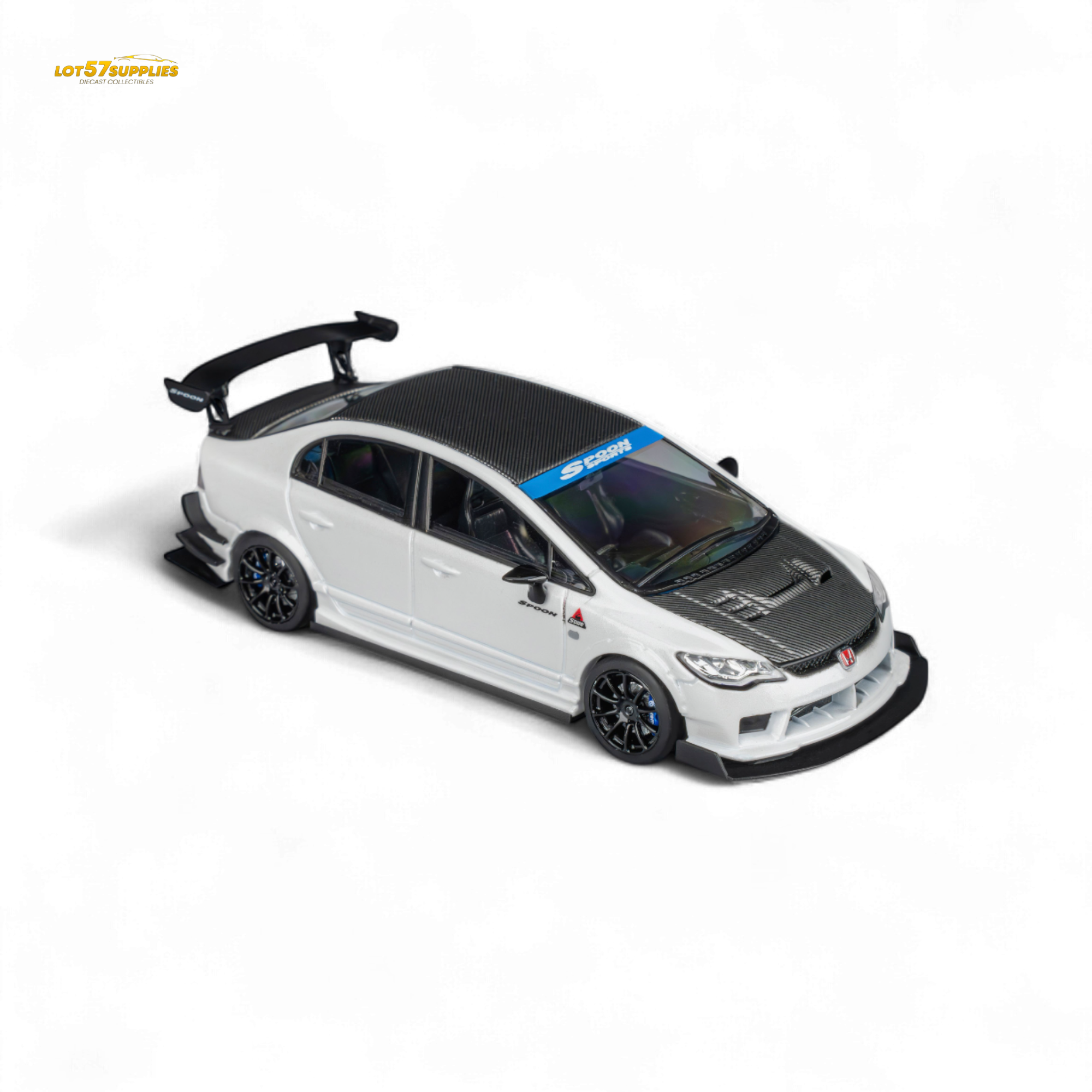 (Pre-Order) Microturbo Honda Civic Type R FD2 Spoon Sports - Metallic White 1:64 - Collectors World Toys