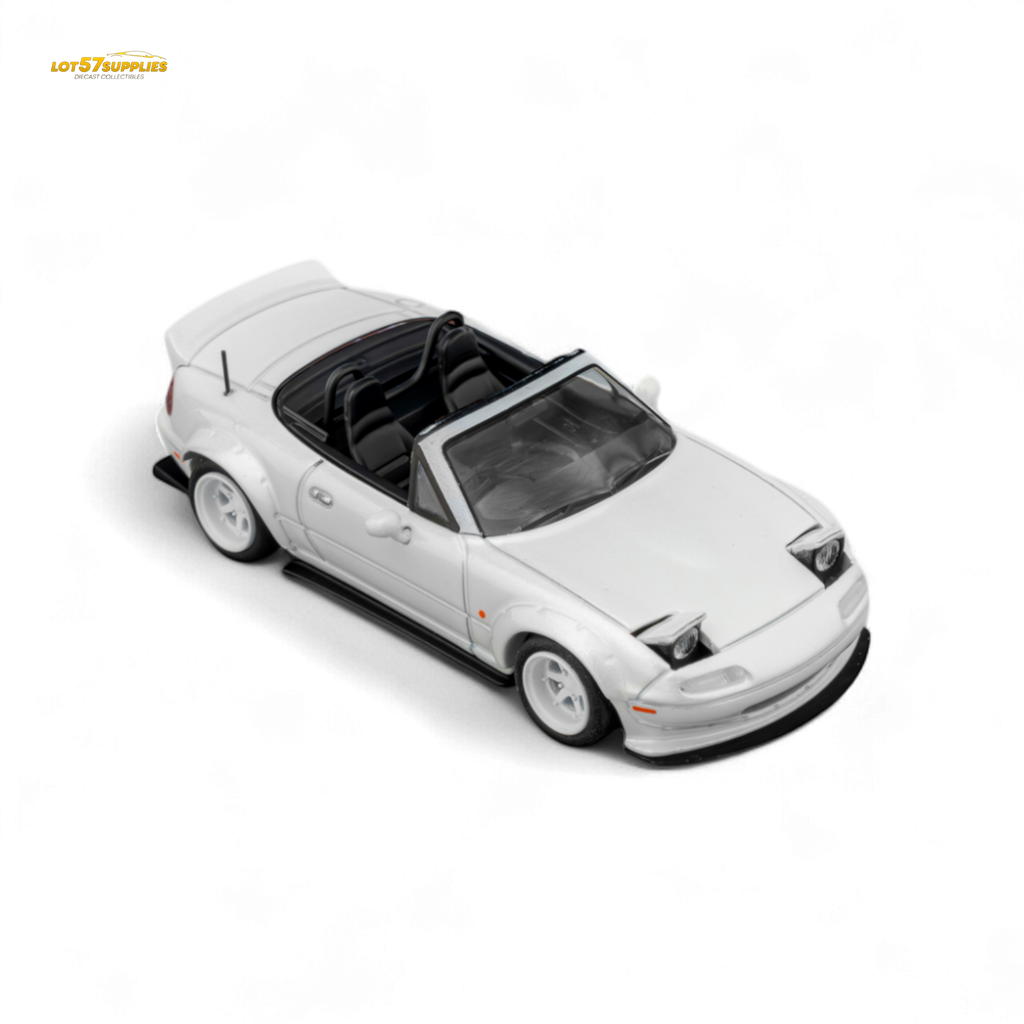 (Pre-Order) Microturbo Custom MX5 Rocket Bunny - Metallic White 1:64 - Collectors World Toys