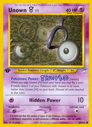 Unown [V] 089/105 - Neo Destiny 1st Edition