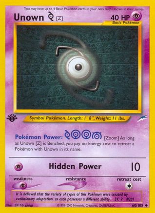 Unown [Z] 060/105 - Neo Destiny 1st Edition