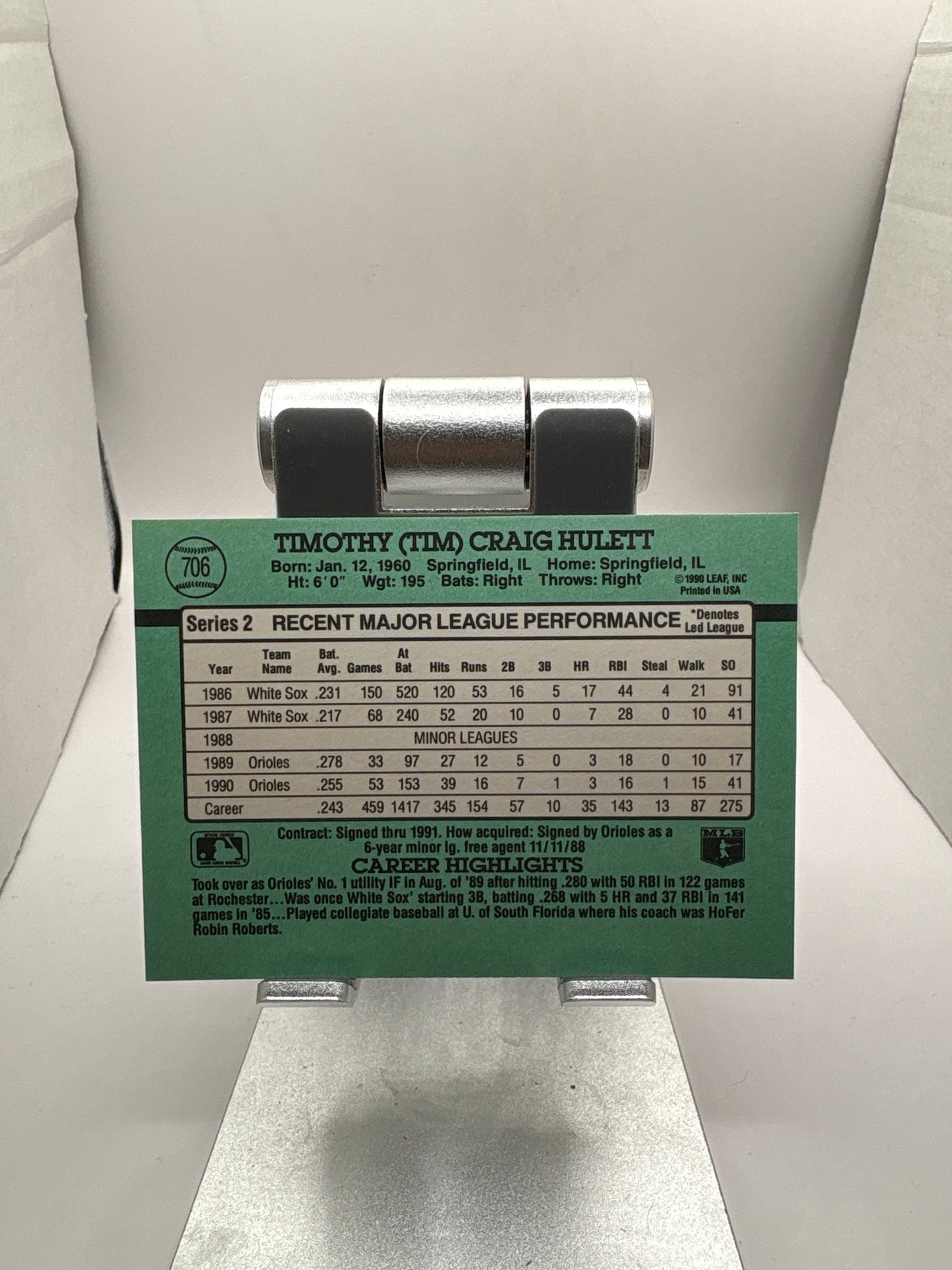 Donruss Tim Hulett Sports Card