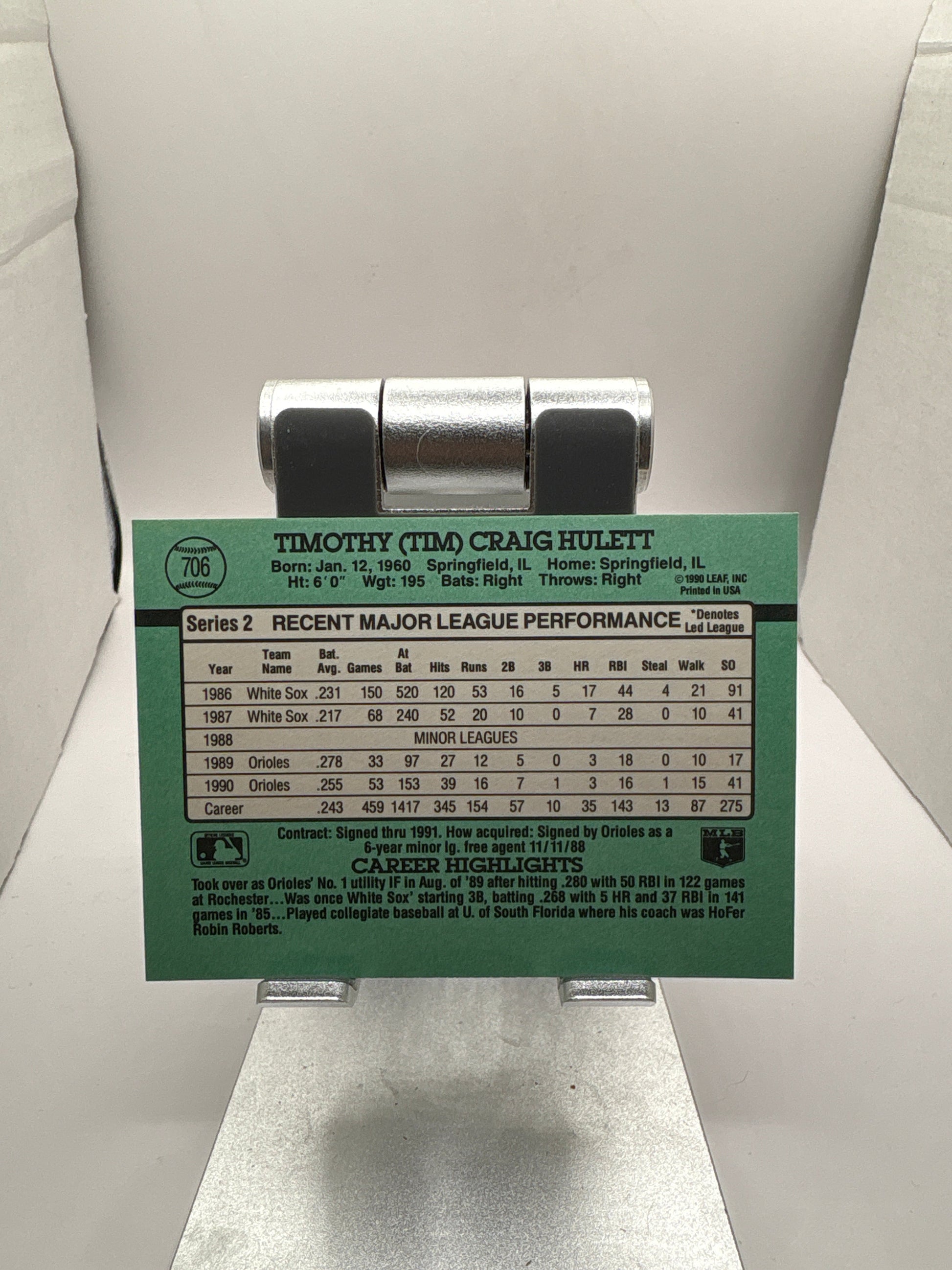 Donruss Tim Hulett Sports Card