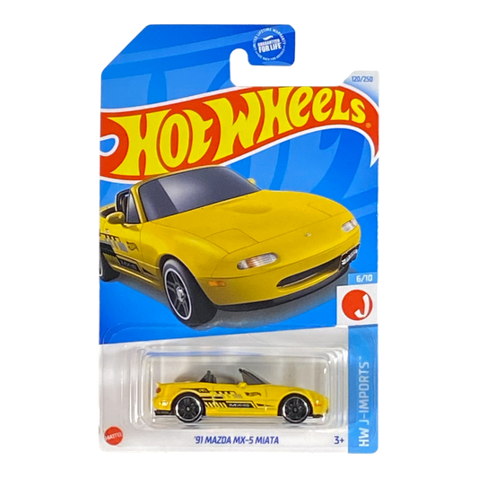 Hot Wheels '91 Mazda MX-5 Miata (Yellow) - J-Imports Series 6/10