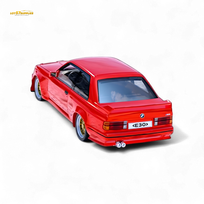DCM BMW M3 E30 in Red - Gold Wheels 1:64