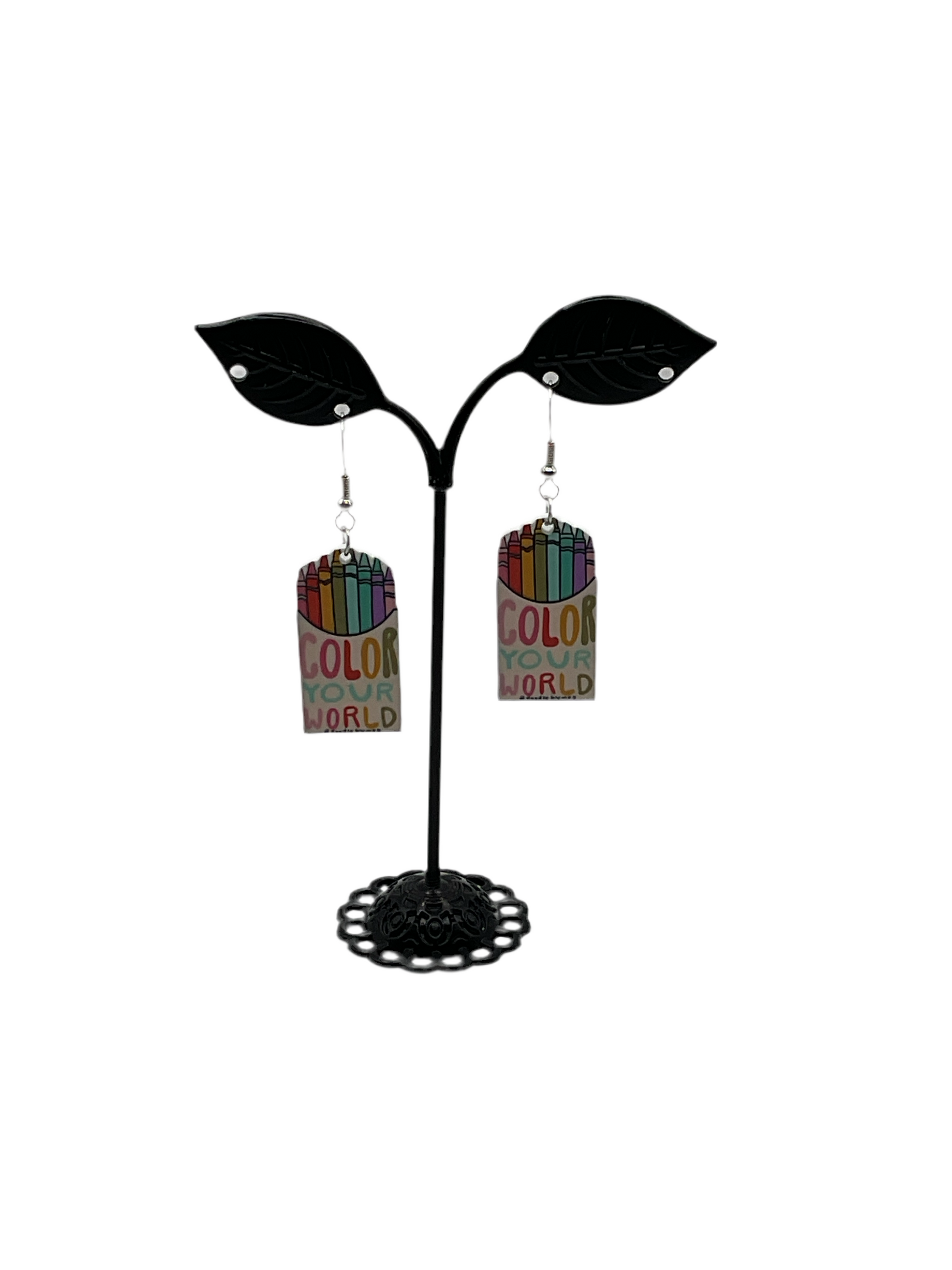 Color your world crayon earrings