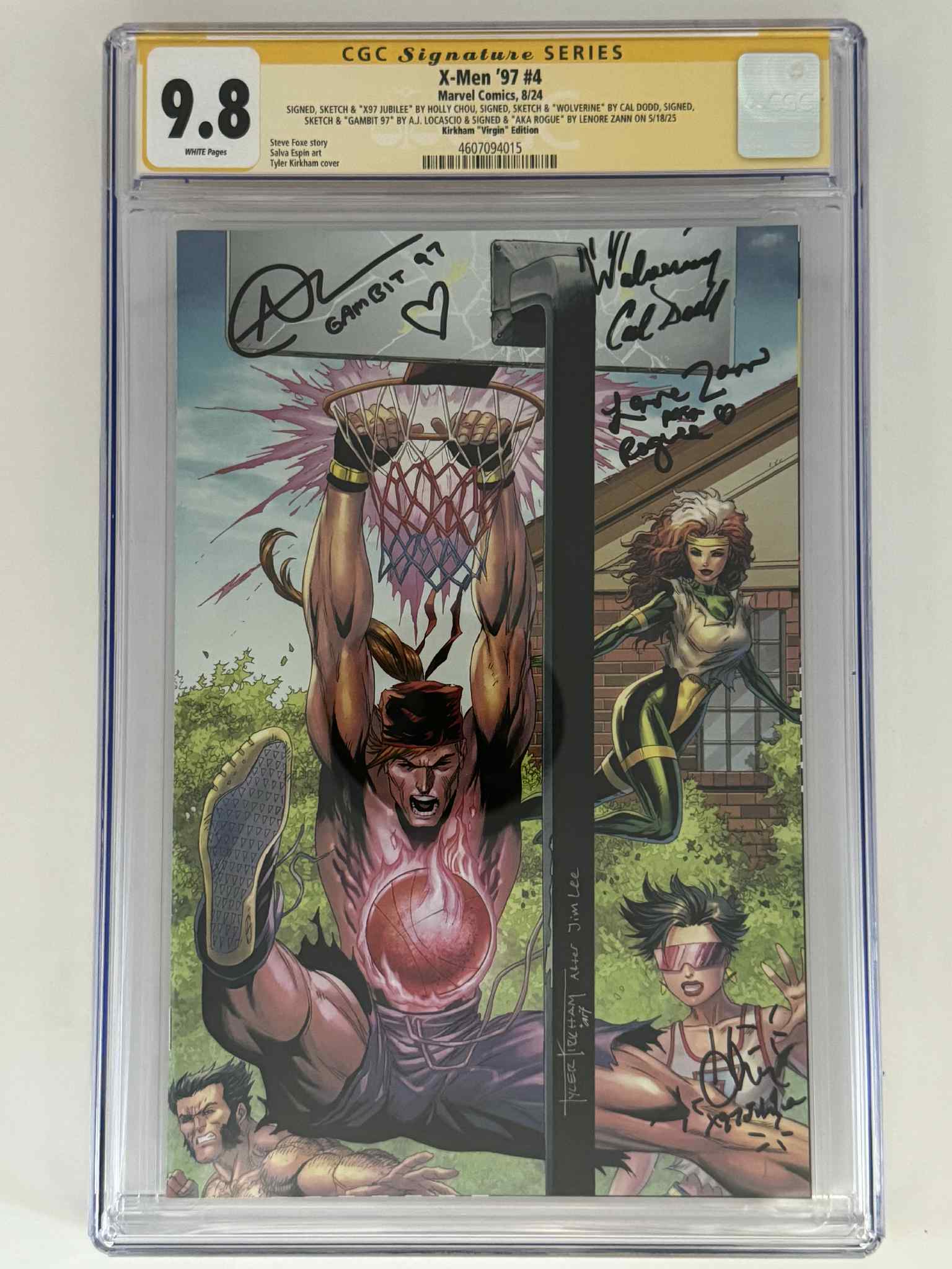 [Signed by Holly Chou | Cal Dodd | AJ LoCascio | Lenore Zann] X-Men '97 #4 CGC 9.8 Yellow Label Tyler Kirkham Exclusive Virgin Var Main image