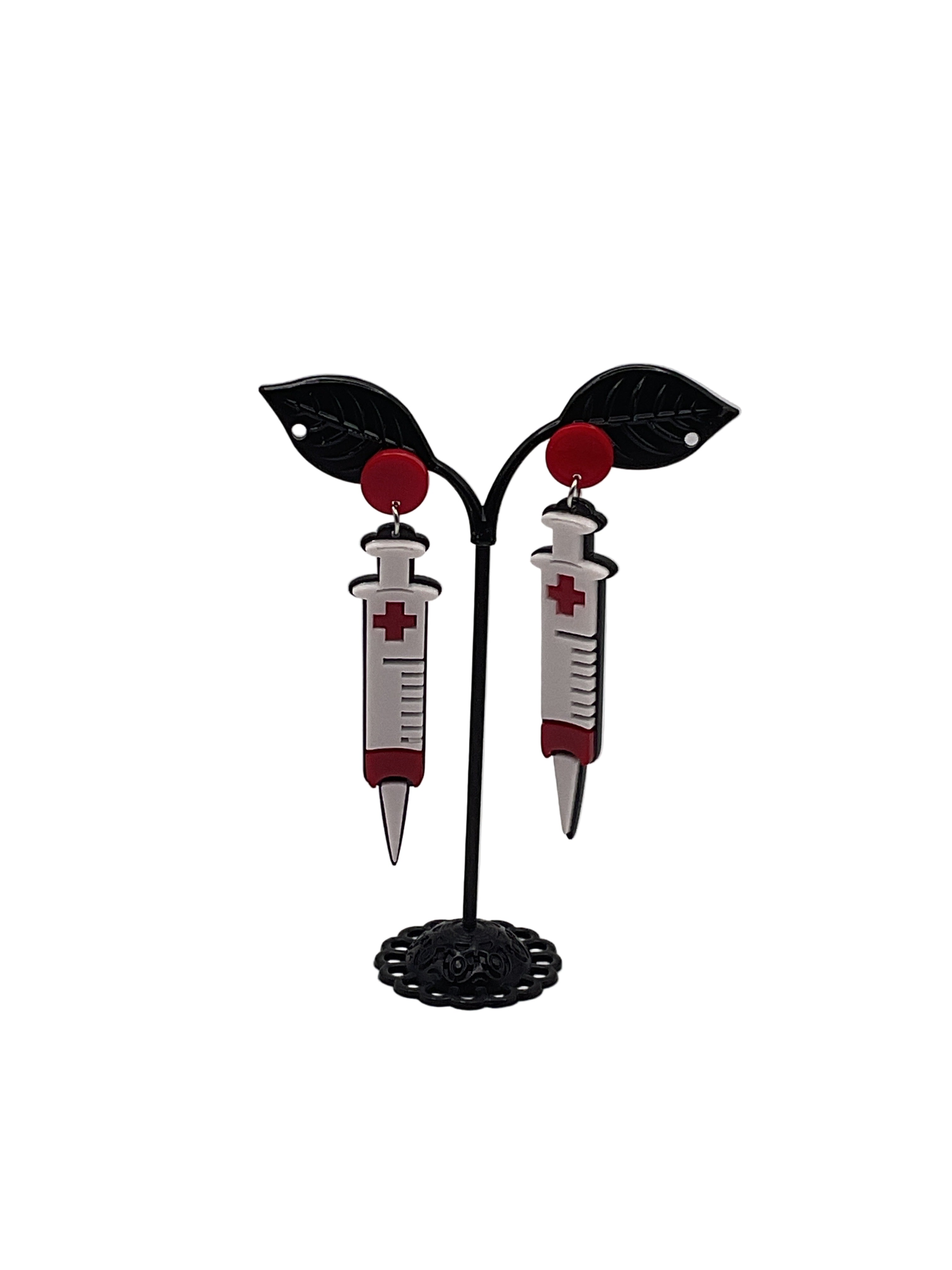 Syringe earrings