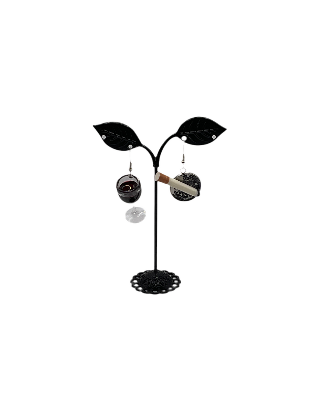 Red wine and cigarette earrings