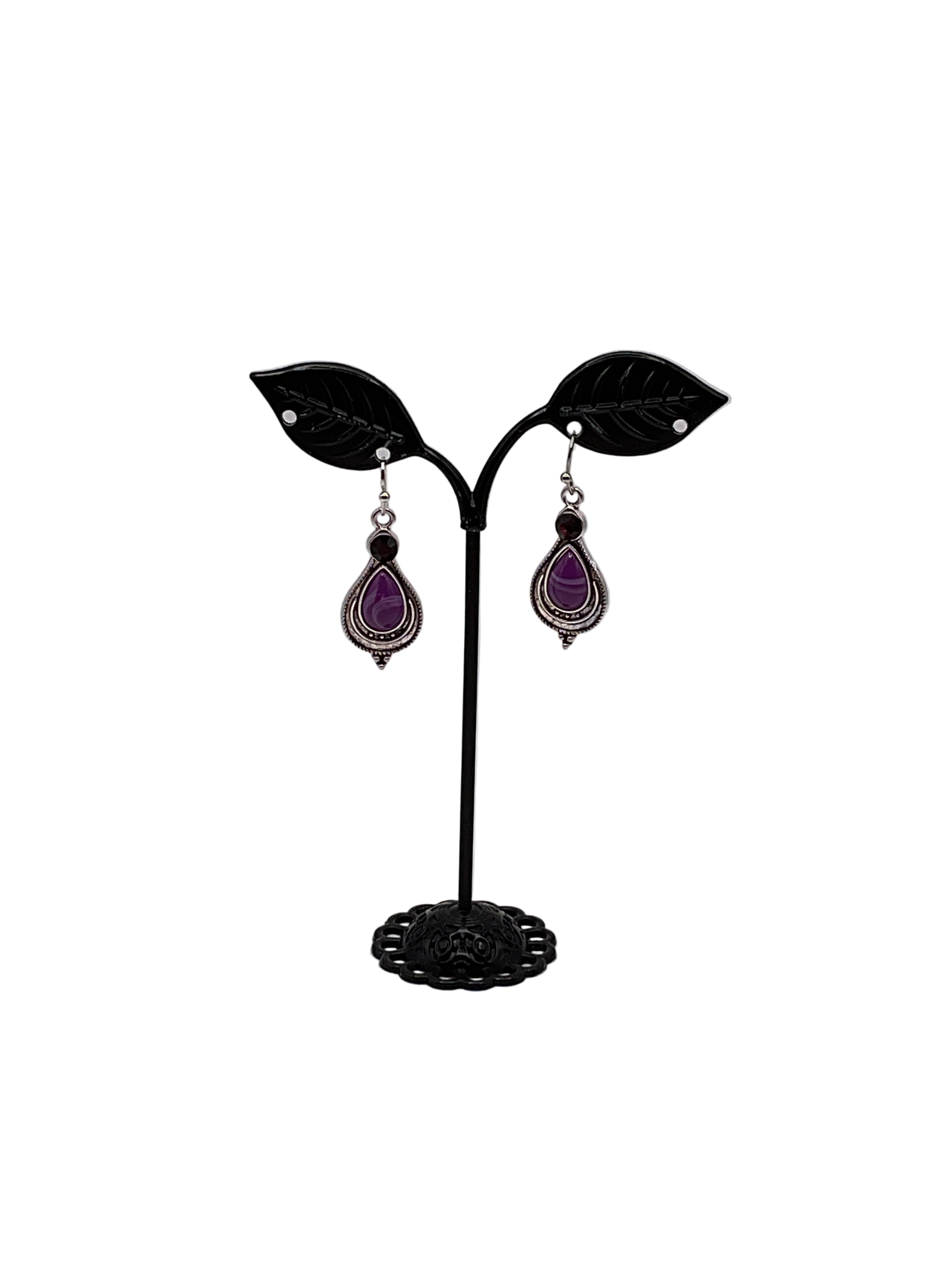 Purple Tear Drop Earrings