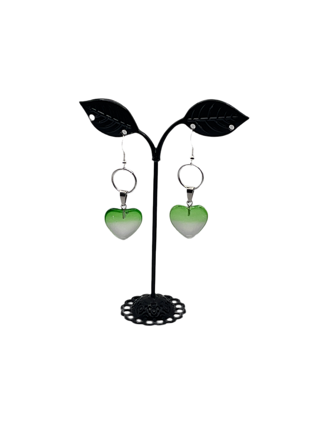 Green Heart Earrings