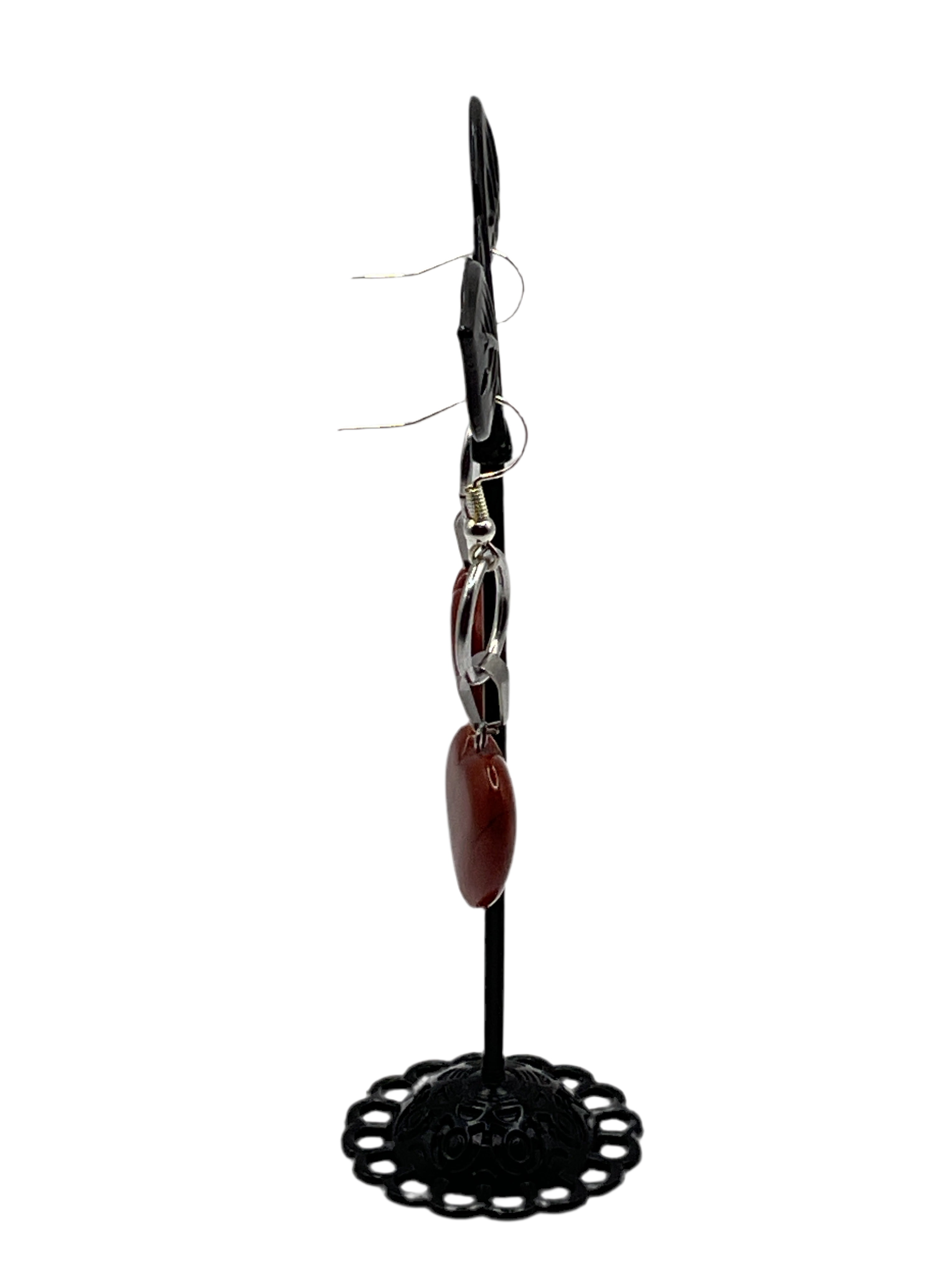 Red Jasper Stone Heart Earrings