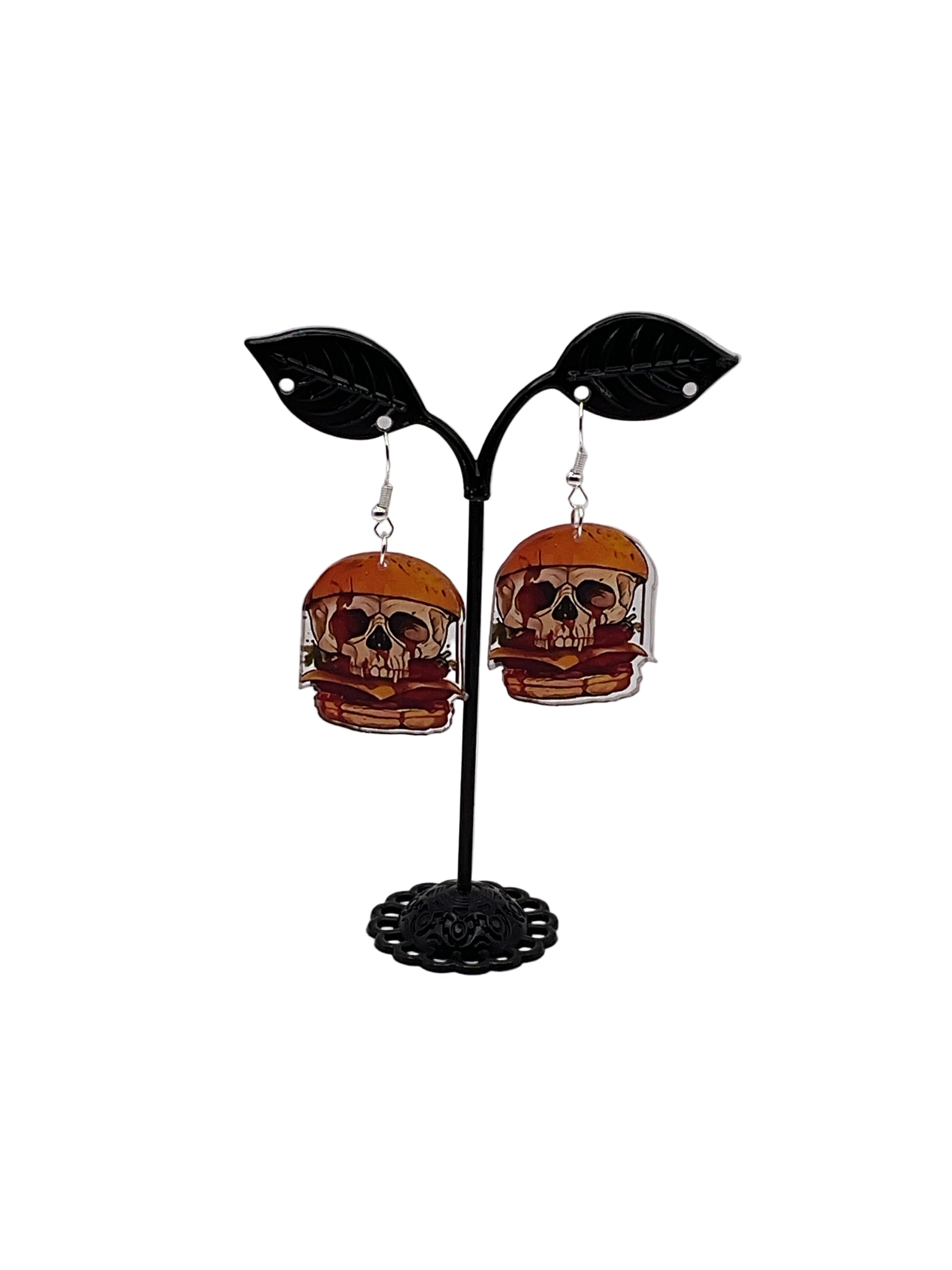 Double Skull Burger Earrings