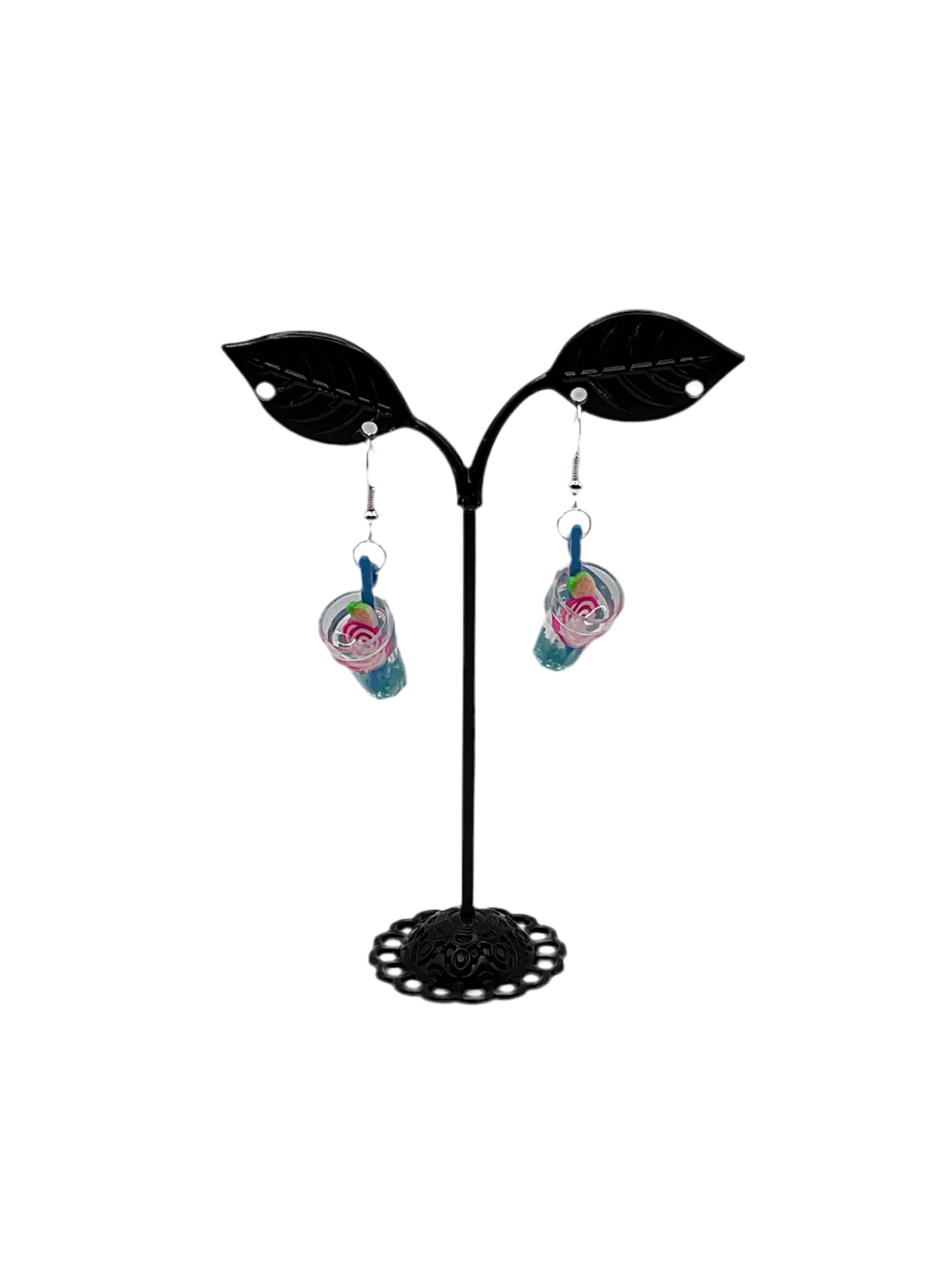 Blue and Pink Drink Earrings