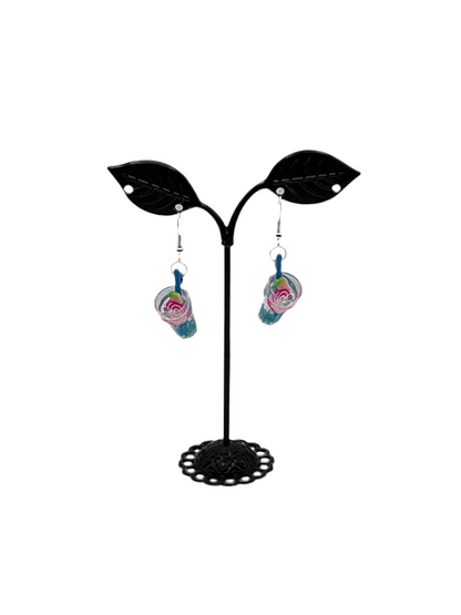 Blue and Pink Drink Earrings
