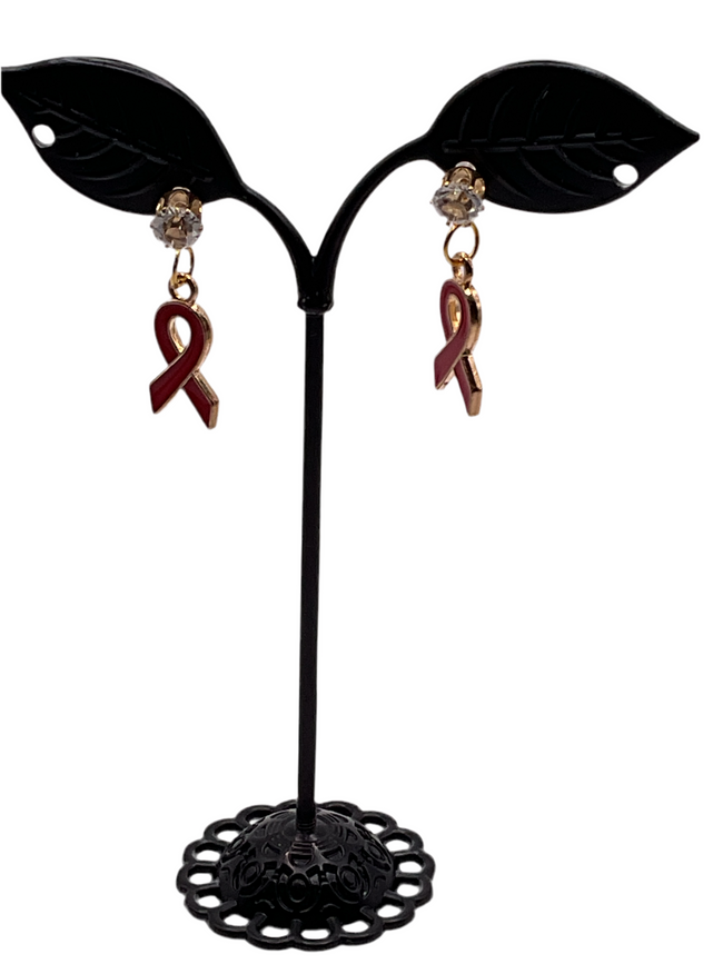 Red ribbon earrings Hover Image
