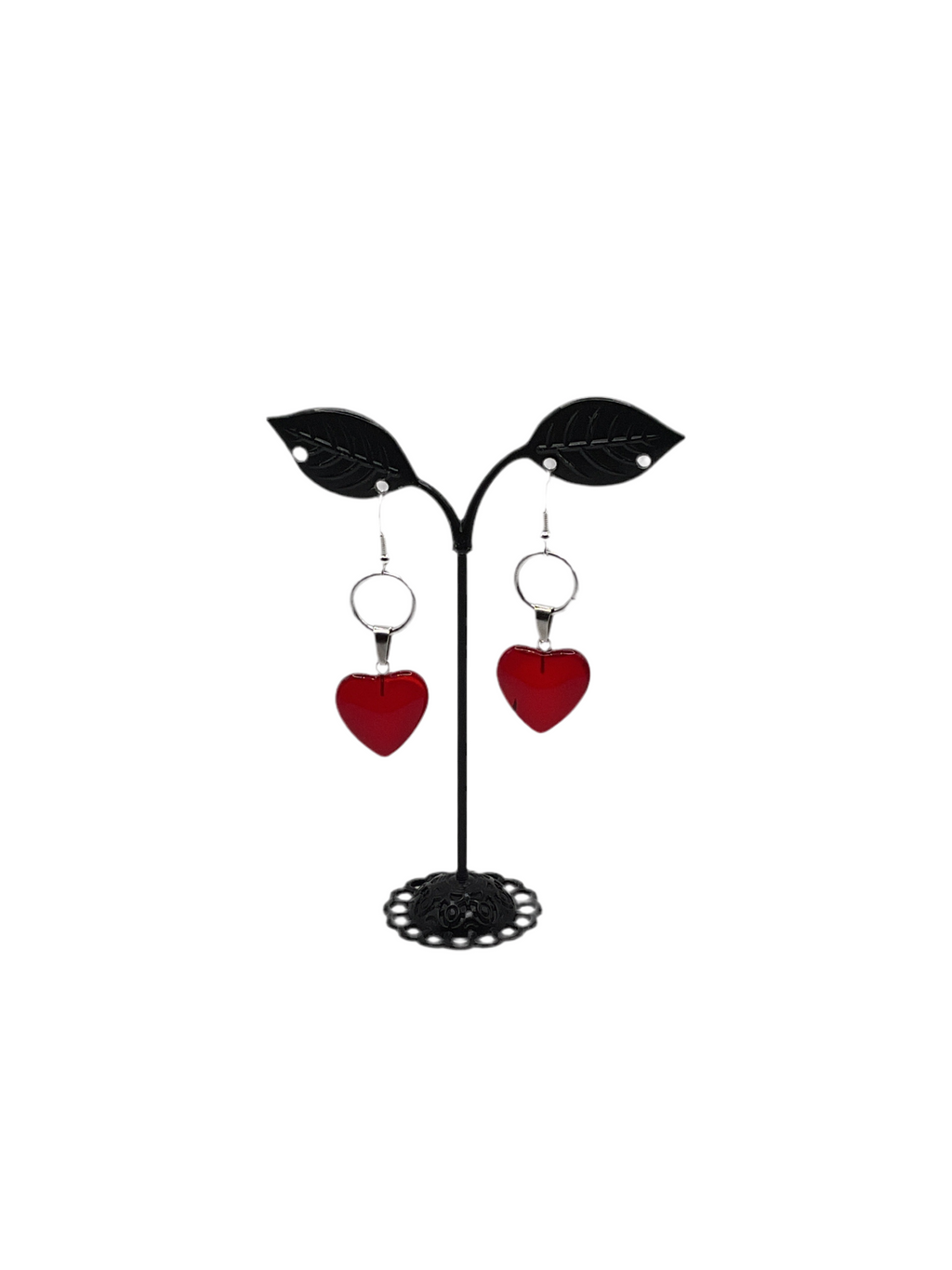 Red heart earrings