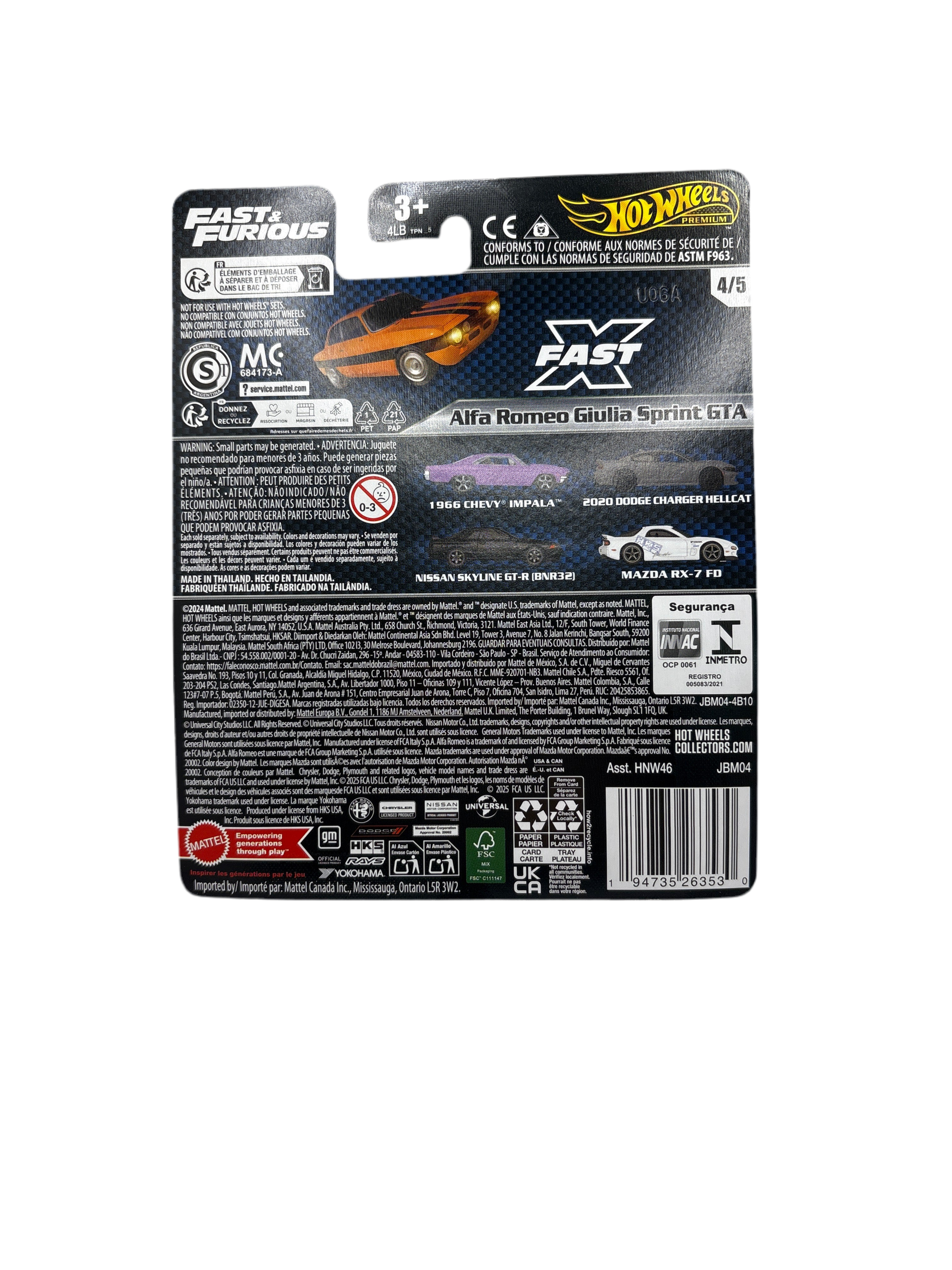 Hot Wheels Alfa Romeo Giulia Sprint GTA Diecast Orange