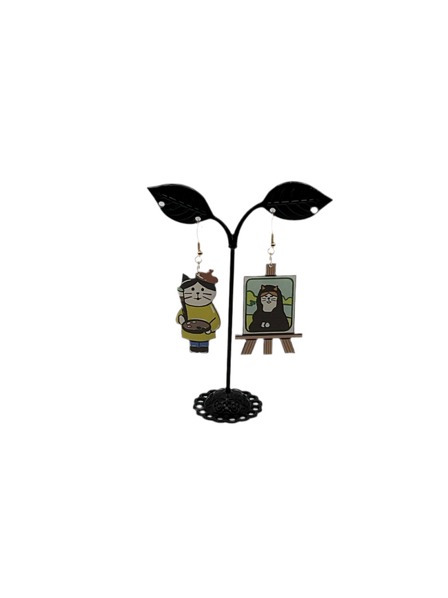 Cat Artist Earrings Hover Image