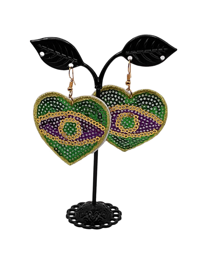 Sequin heart earrings Hover Image